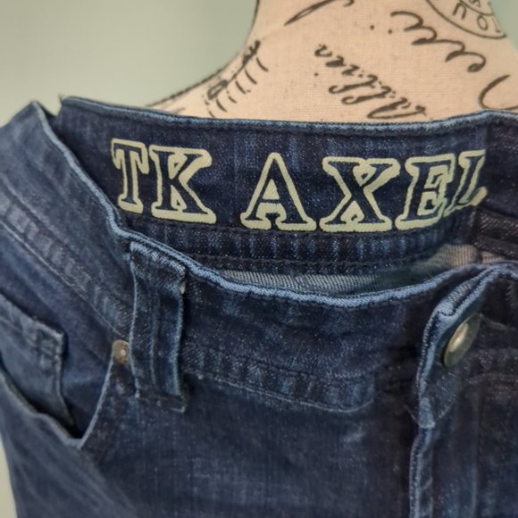 TK Axel Jeans Mens 36x30 Slim Boot Cut Denim Stretch Dark Wash - Picture 3 of 4